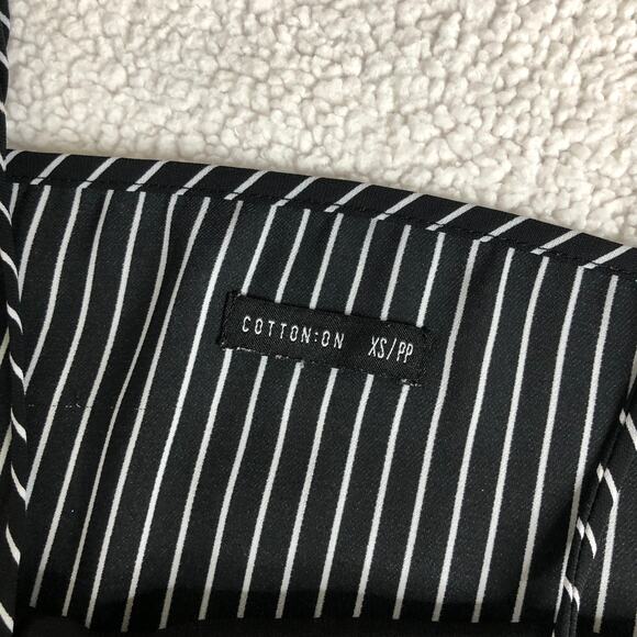 Striped black white chiffon lined square neck flowy tank top blouse XS - Picture 3 of 3